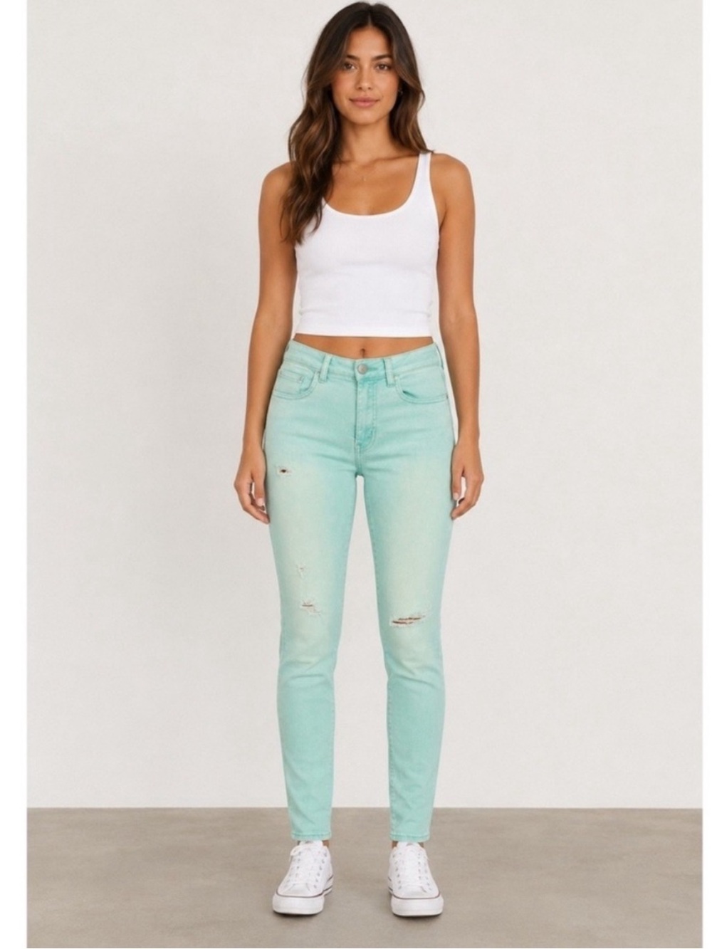 American Eagle Outfitters Mid Rise Jeggings Jeans Distressed Teal 10 Short NWT